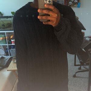 Men's Black Cable Knit Sweater